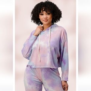 Miley & Molly French Terry Hoodie Lounge Wear Jogger Set Color PURPLE/BL…